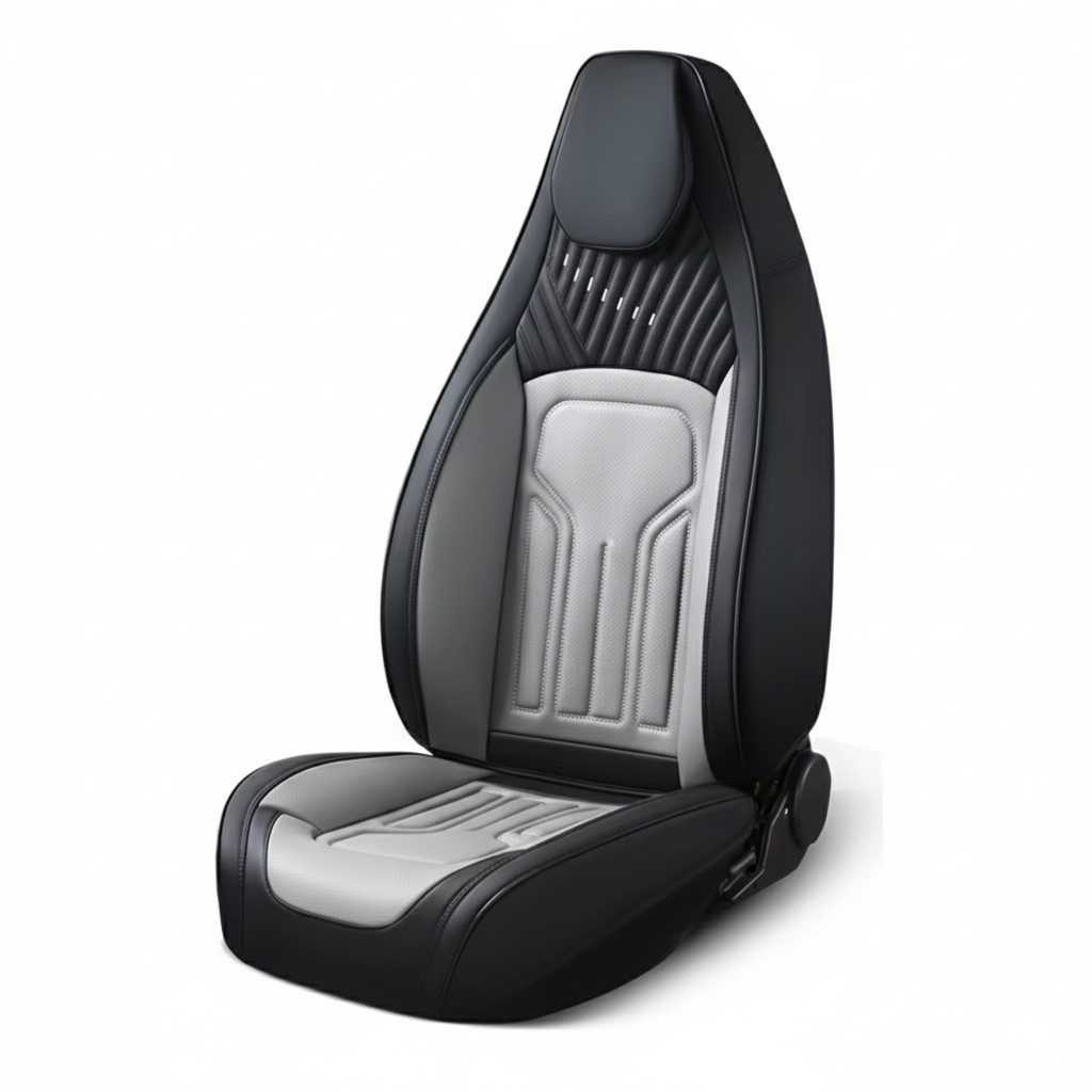 HOUSSE DE VOITURE CUIR GRIS & NOIR