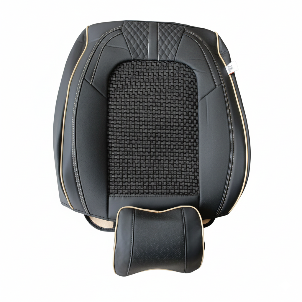 HOUSSE DE VOITURE CUIR GRIS & NOIR