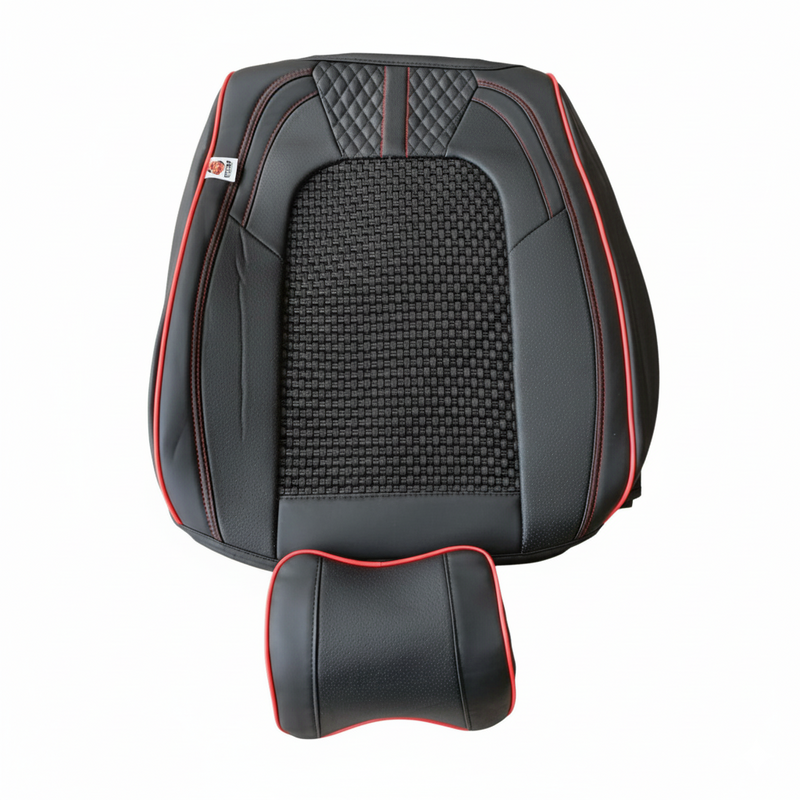 Housse pour Voiture en CUIR Noir avec rappel en Rouge