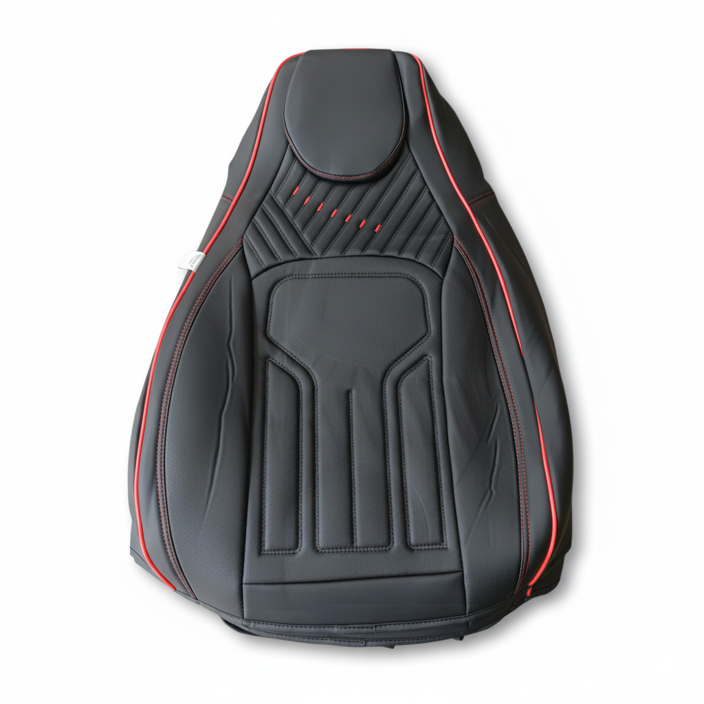 Housse pour Voiture en CUIR Noir avec rappel en Rouge