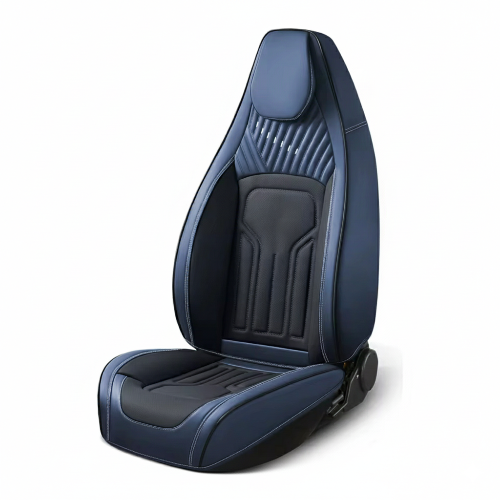 HOUSSE DE VOITURE CUIR BLEU ET NOIR