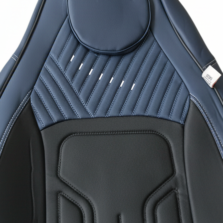 HOUSSE DE VOITURE CUIR BLEU ET NOIR