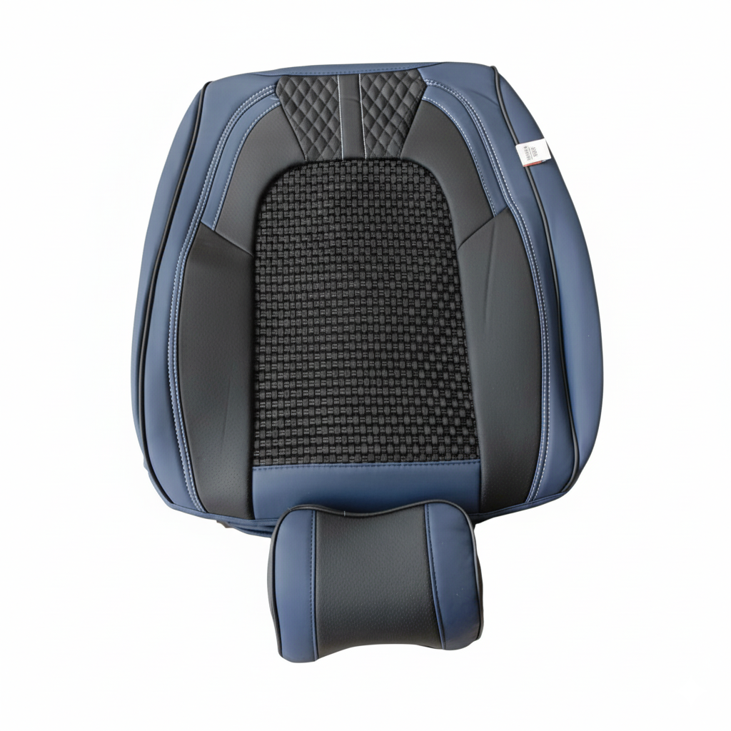 HOUSSE DE VOITURE CUIR BLEU ET NOIR